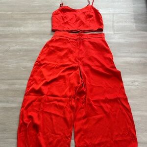 Red Wide-Leg Pants - Lightweight Women's Trousers House of Harlow